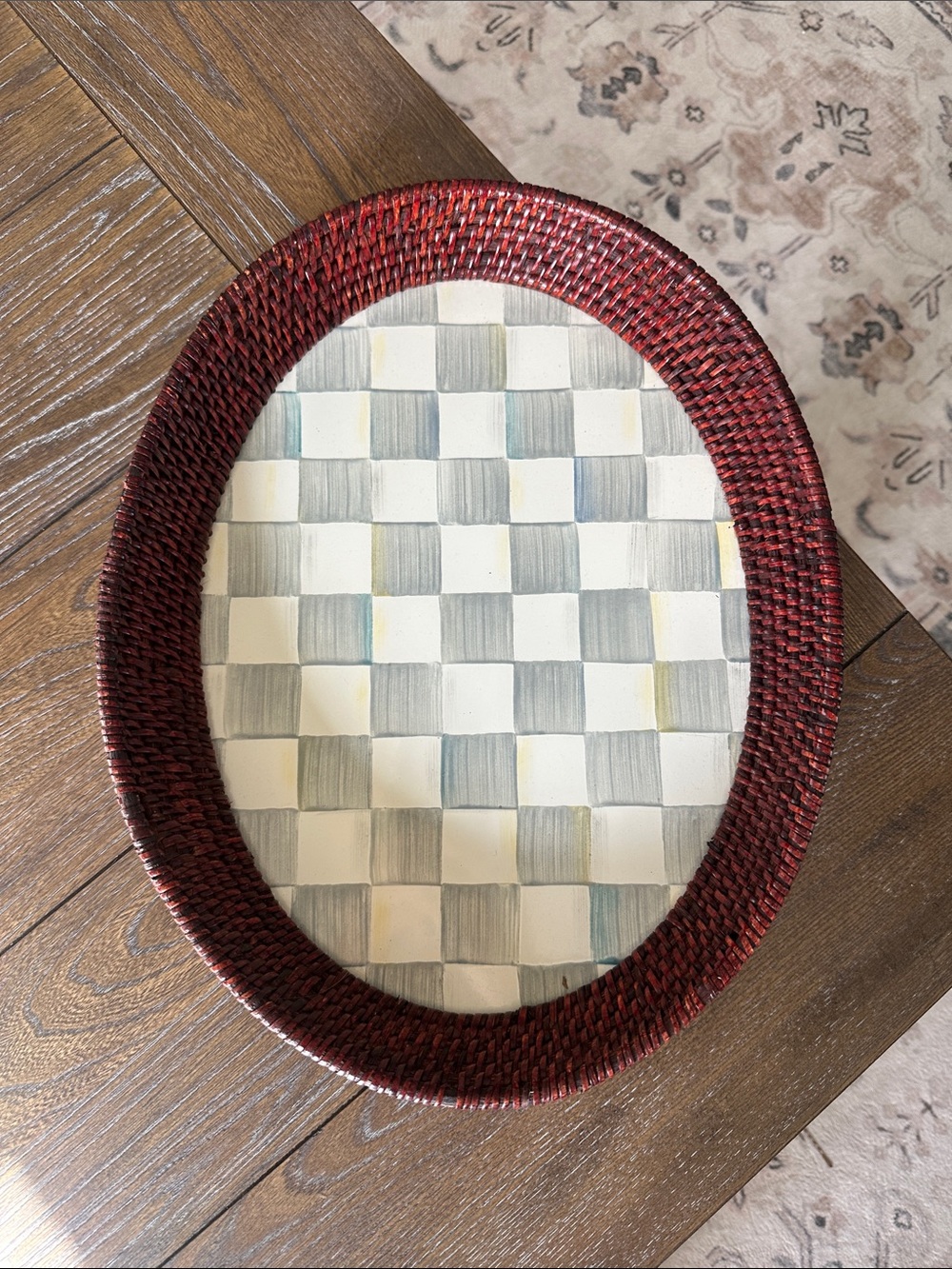 Beautiful Mackenzie Childs tray with silver